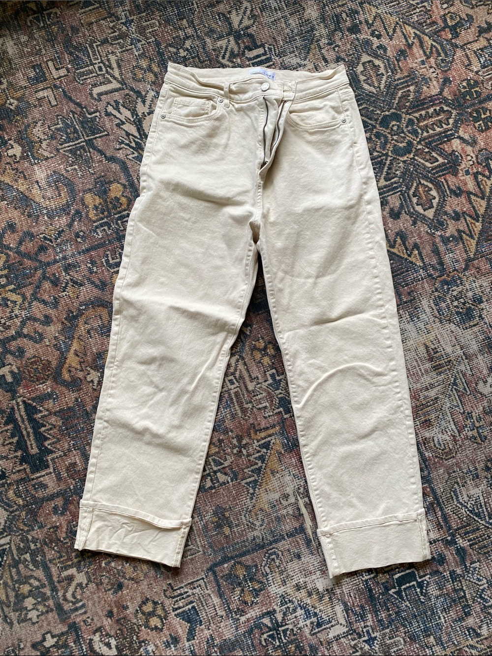 LOFT Cream Straight Leg Jeans